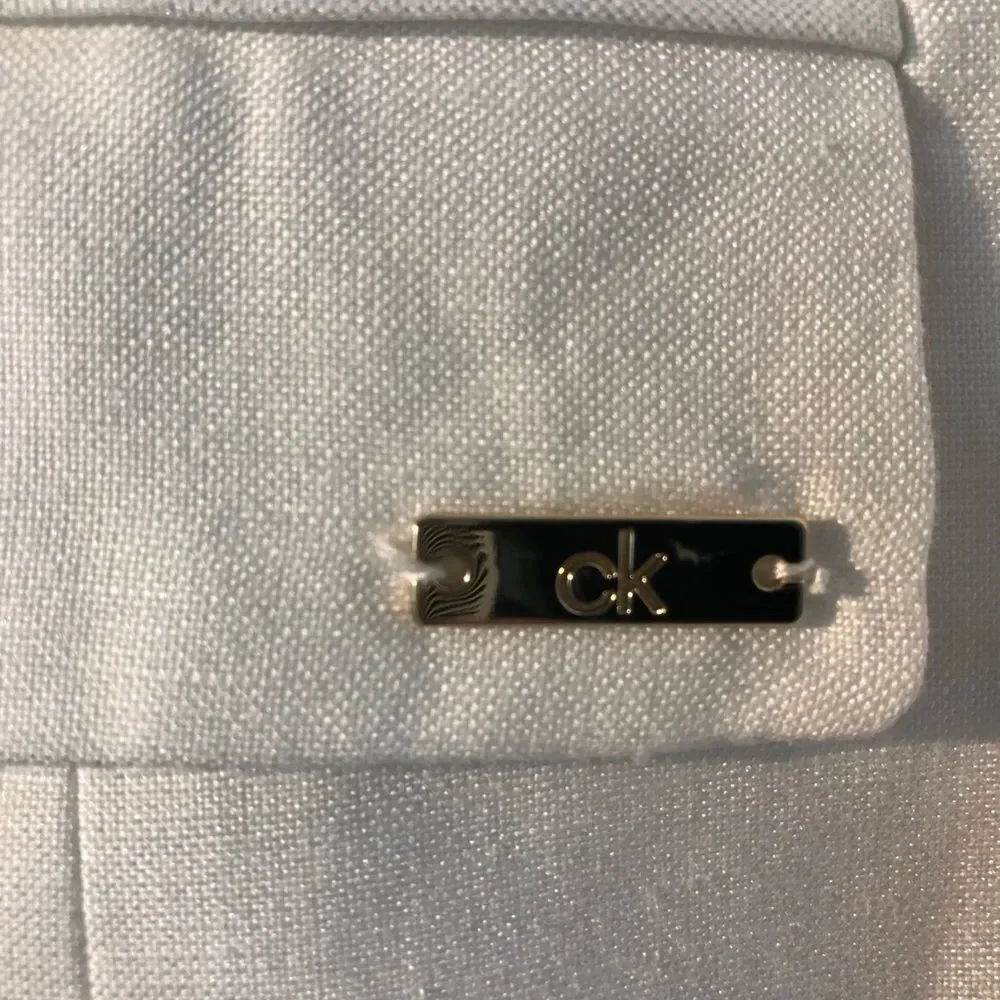 Calvin Klein Double Breasted White Linen Jacket